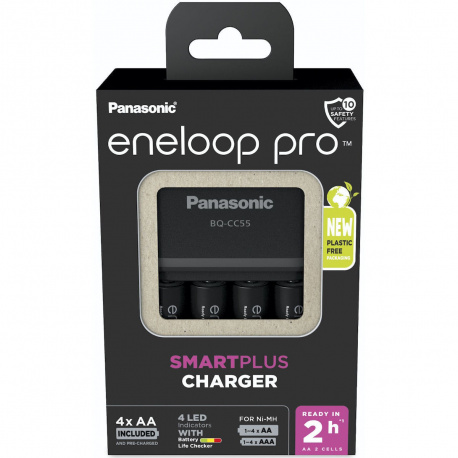 Panasonic Eneloop Smart & Quick Charger BQ-CC55 + 4 AA PRO 2500