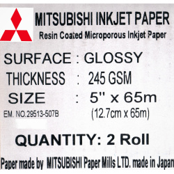 Mitsubishi Drylab Paper (BP) 12.7 cm x 65 mtr. Glossy