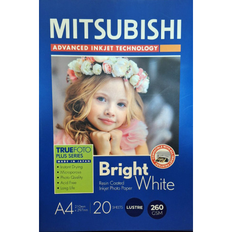 Mitsubishi RC Inkjet Photo Paper A4/21x29,7cm Lustre 255 gsm (20 sheets)